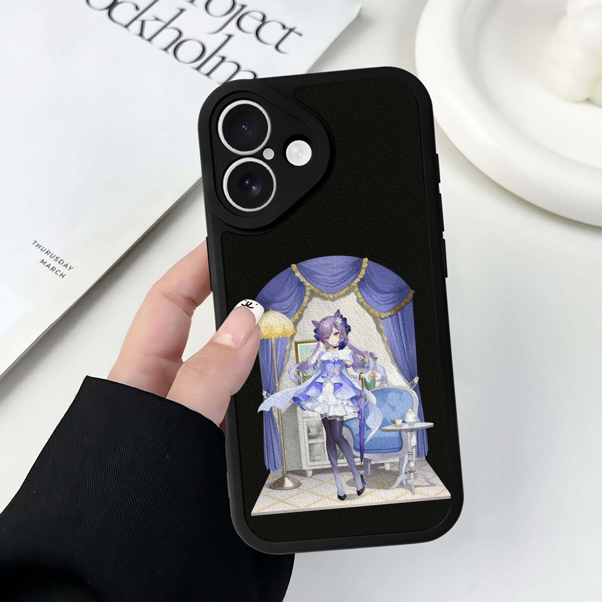 げんし神 刻晴 こくせい genshin Kokusei 【iPhone 16シリーズ対応】シリコンスマホケース（レザー調） 材質：シリコン
